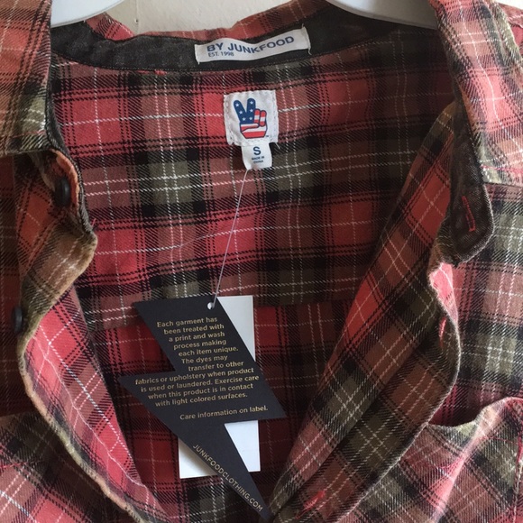 Junk Food “ROCK” rustic flannel w/ peace sign NWT - Picture 7 of 8
